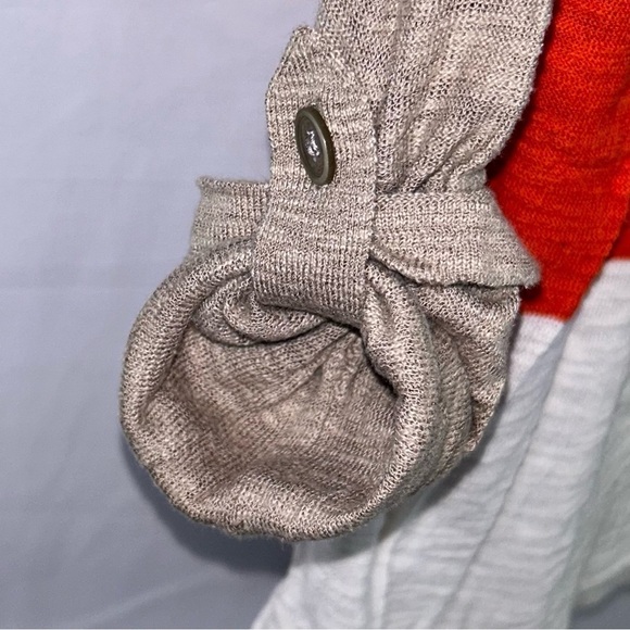 Express Sweater Tri Color Rolled Sleeve Colorblock Crewneck Pullover Long Sleeve - Picture 7 of 9